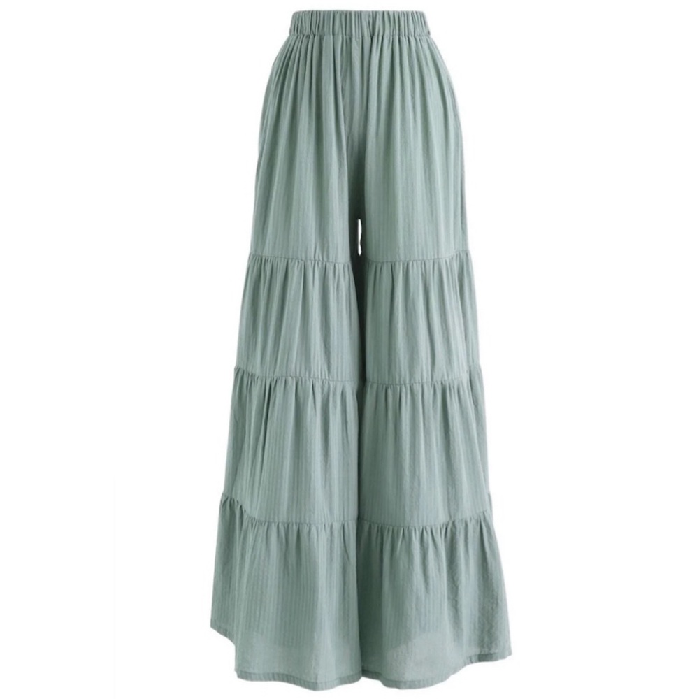 wide leg ruffle pants